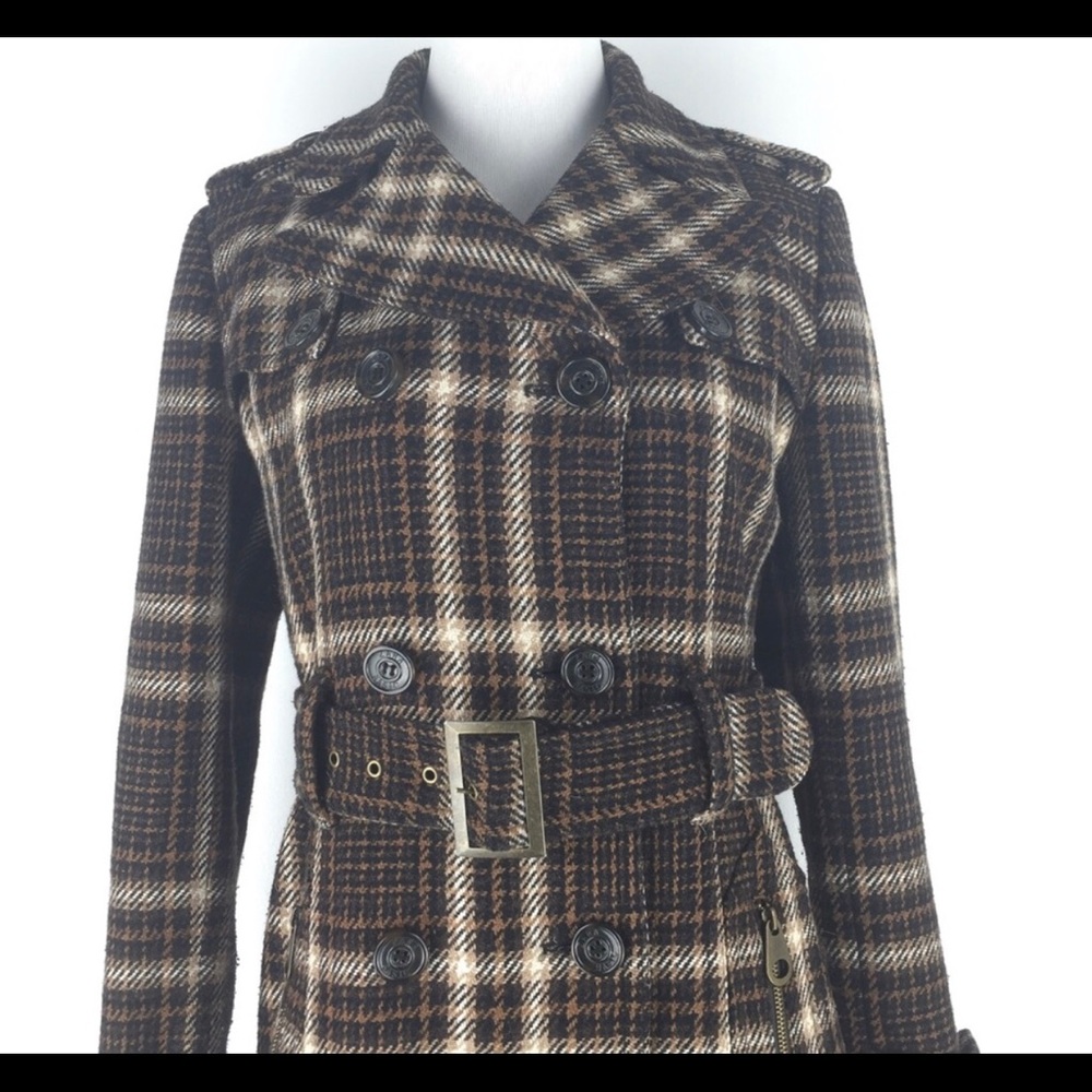 Zara Checked Wool Coat size Small